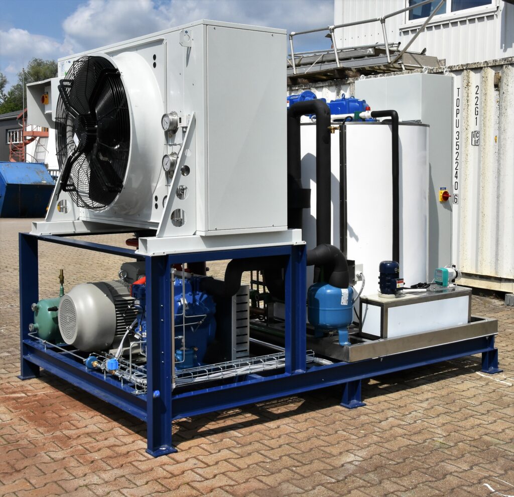 Compact flake ice plant completed on a frame