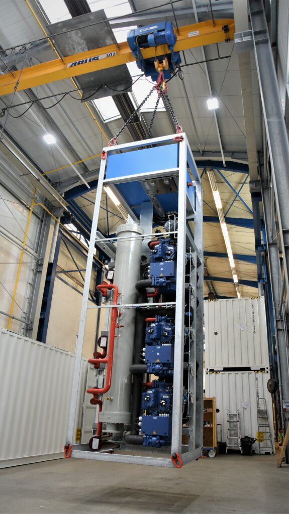 Underground Chiller in positions for transportation in the shaft of the winding tower to underground.